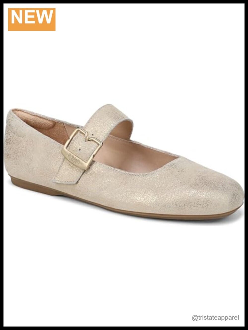 Women's Mary Jane Flats - Leather, Buckle Strap, Comfort